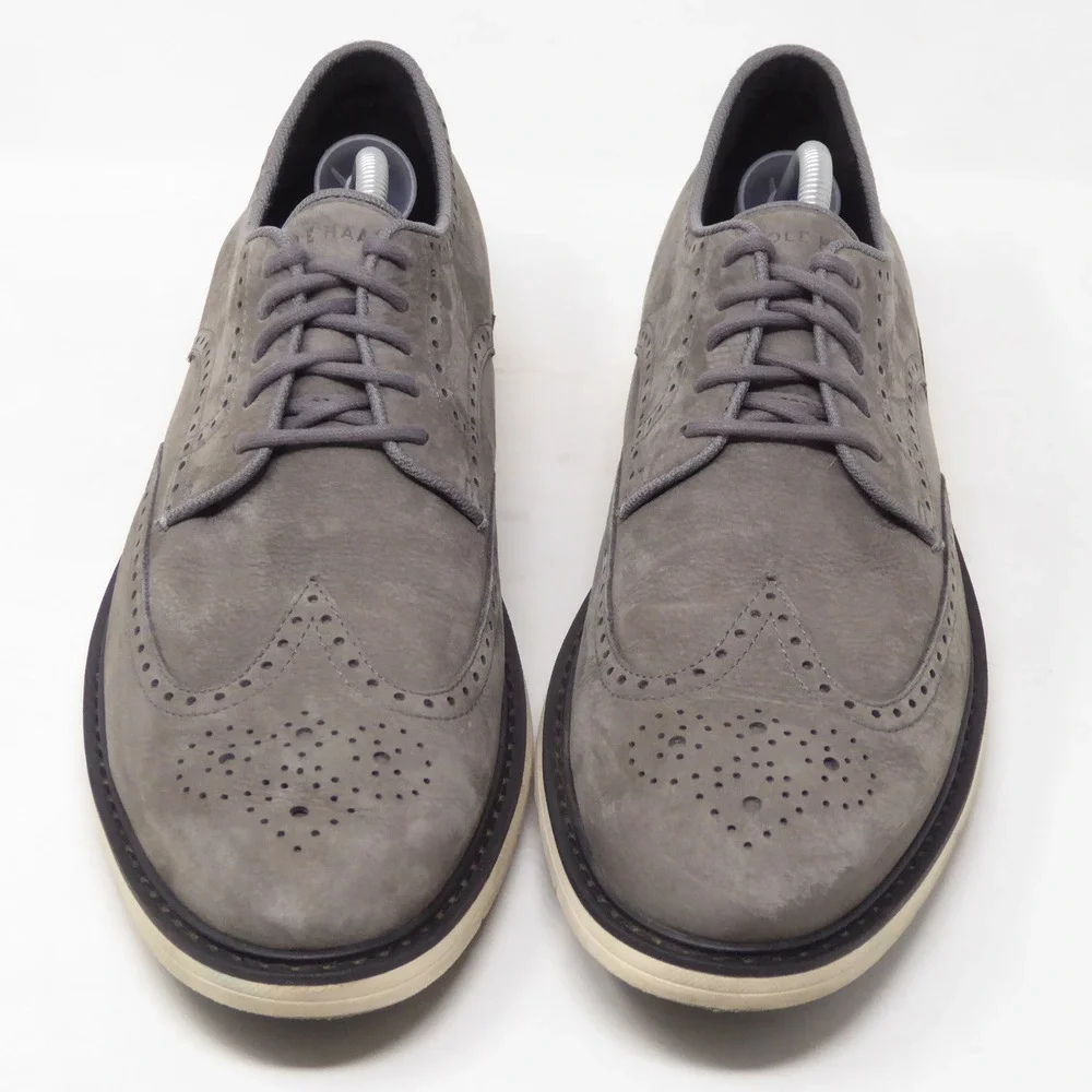 Cole Haan Mens Goto Wing Wingtip Oxford Grey Nubuck Grandseries C37687 11.5 M
